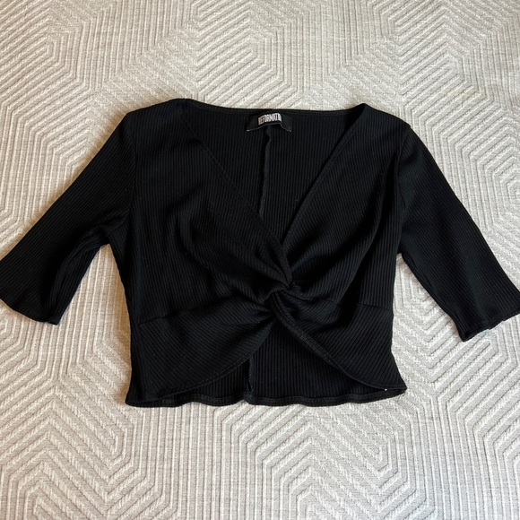 Reformation Ribbed Twist Front Cropped Top - Picture 2 of 4